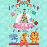 蓝色可爱小孩生日电子请柬模板